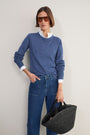 Fleurine Double Layered Jumper - Denim Blue/Blue Trim