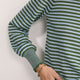 Fleurine Scallop Jumper - Olive Green/Denim Blue Micro Stripe