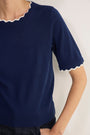 Florrie Double Layered Knitted Top - Midnight/Ivory