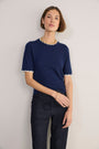 Florrie Double Layered Knitted Top - Midnight/Ivory