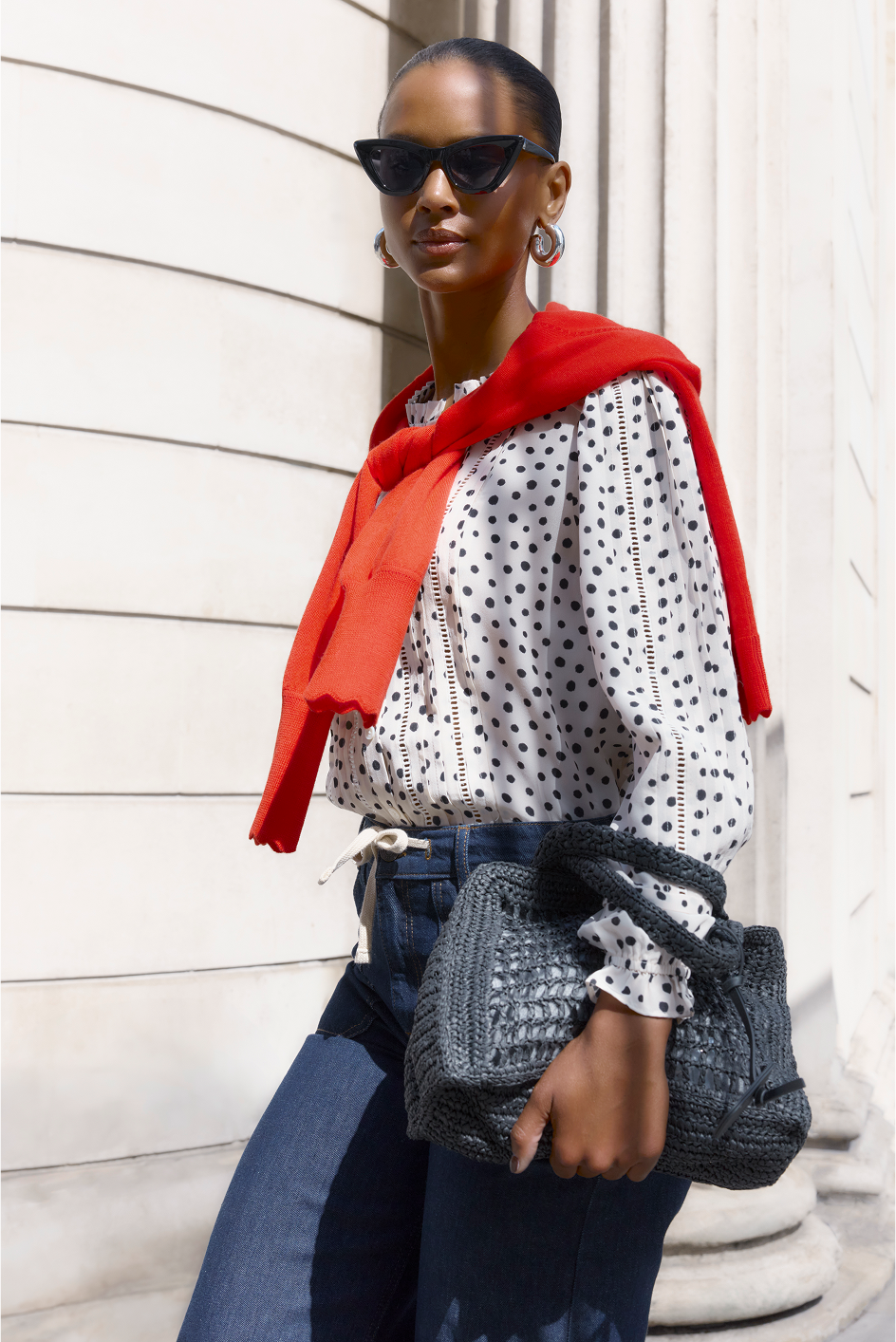 Otti Silk Blouse - Ivory Inky Spot