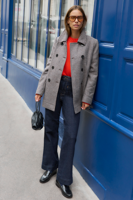 Philippa Pea Coat - Dogtooth