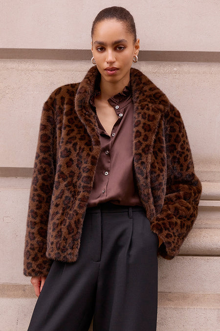 Frankie Faux Fur Jacket - Brown Leopard