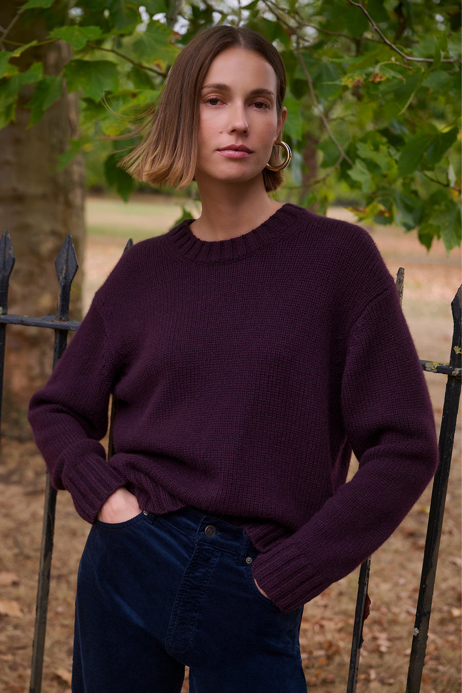 Liana Chunky Crew Neck Jumper - Aubergine