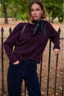 Liana Chunky Crew Neck Jumper - Aubergine