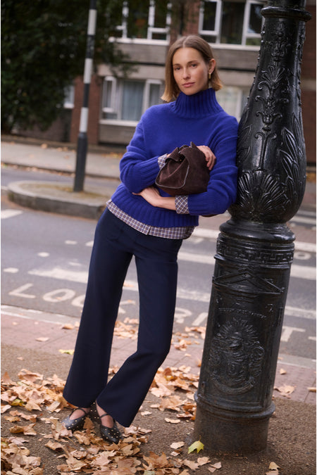Liana Chunky Funnel Neck Jumper - Maritime Blue