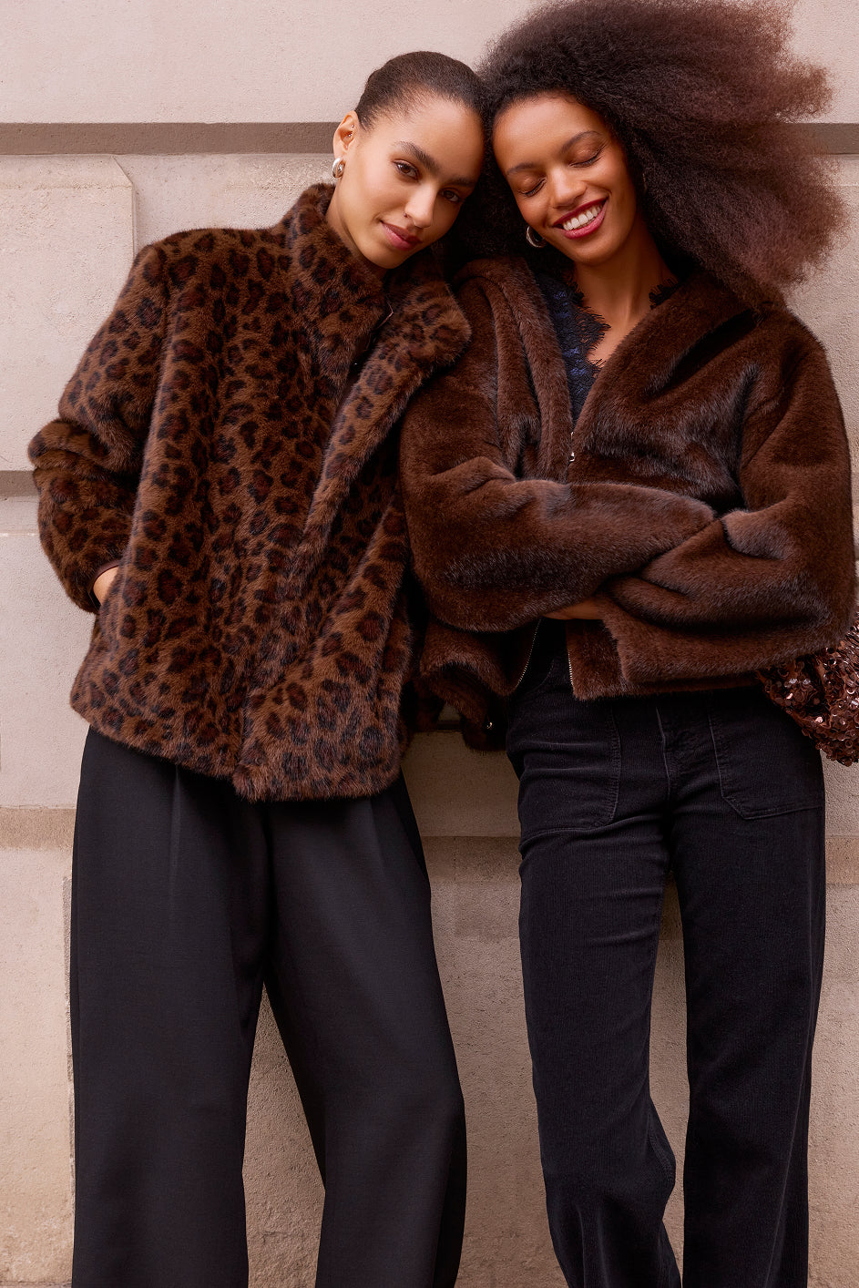 Frankie Faux Fur Jacket - Brown Leopard