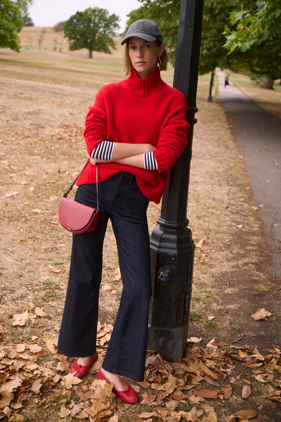 Liana Chunky Funnel Neck Jumper - Cranberry Red