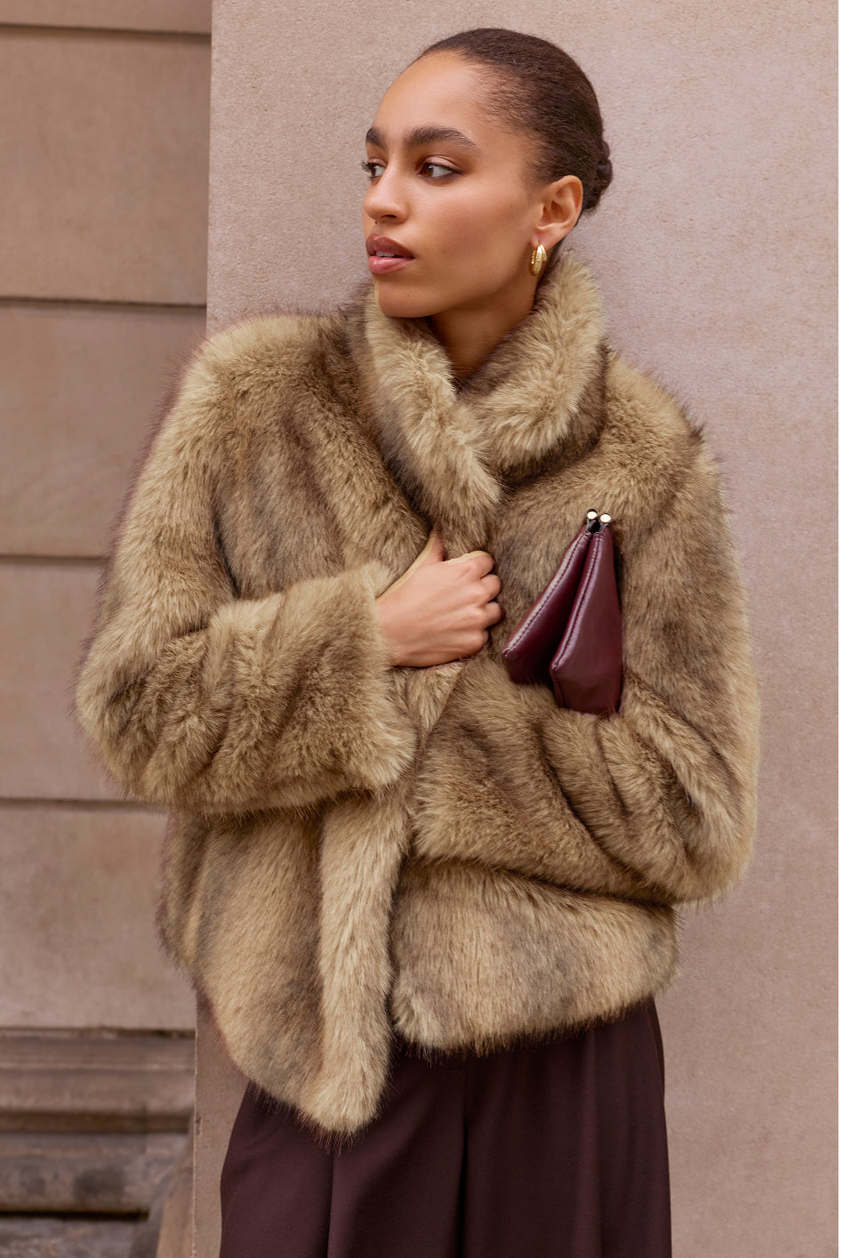 Frankie Faux Fur Jacket - Oatmeal