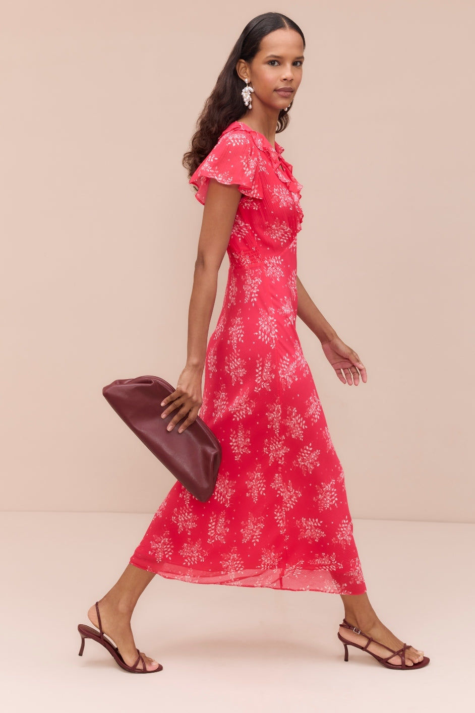 Annabelle Silk Blend Dress - Peony Whimsical Sprig