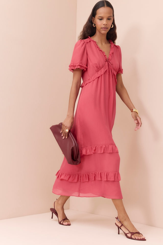 Lyra Silk Dress - Berry Crush