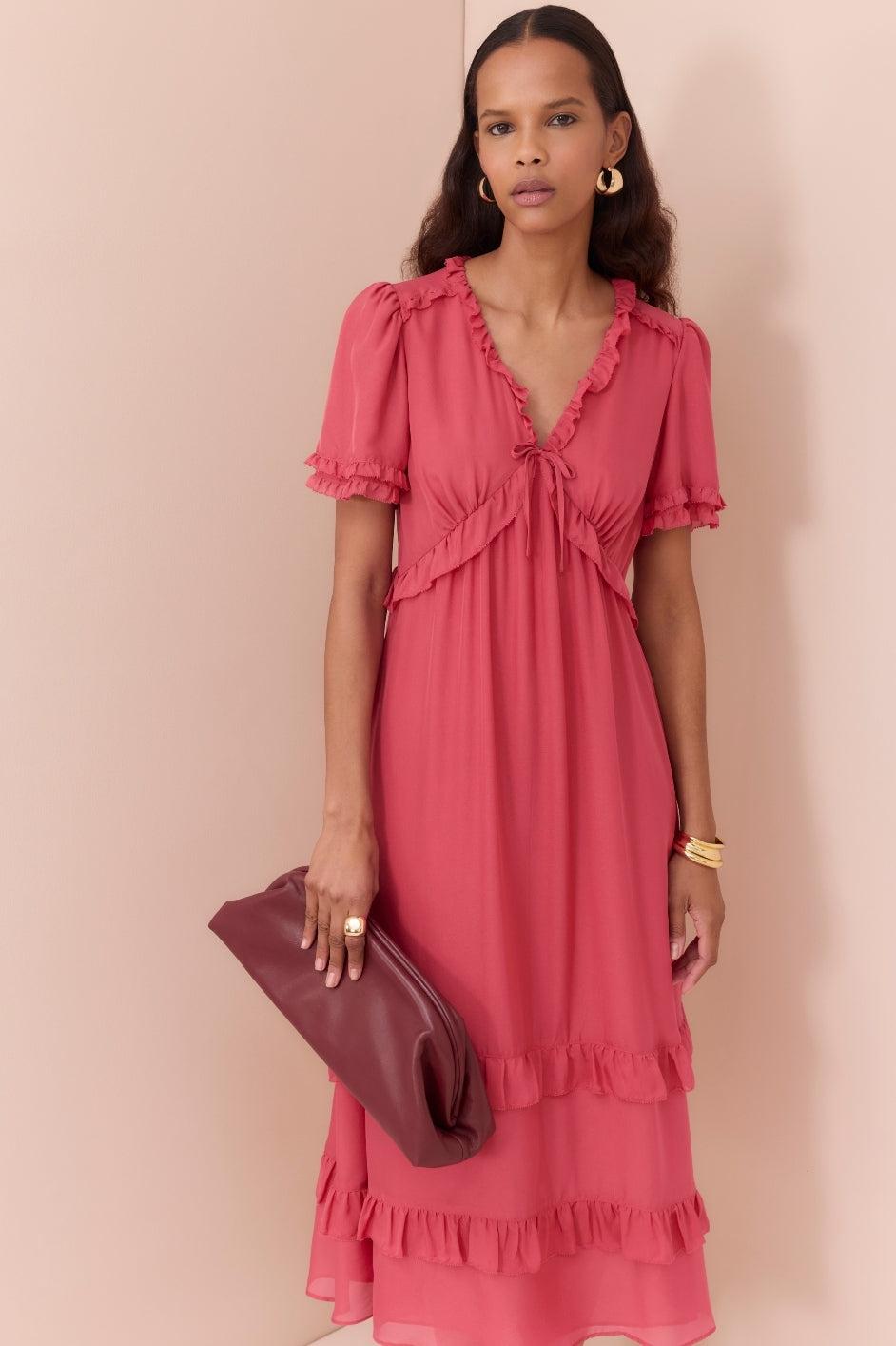 Lyra Silk Dress - Berry Crush