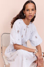 Evelyn Dress - Embroidered Stripe