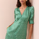 Bernie Silk Dress - Green Spot