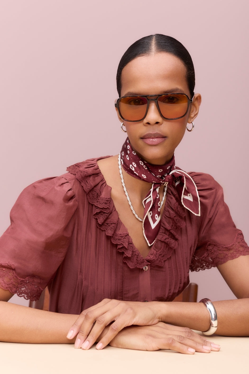 Edith Silk Blend Blouse - Rust