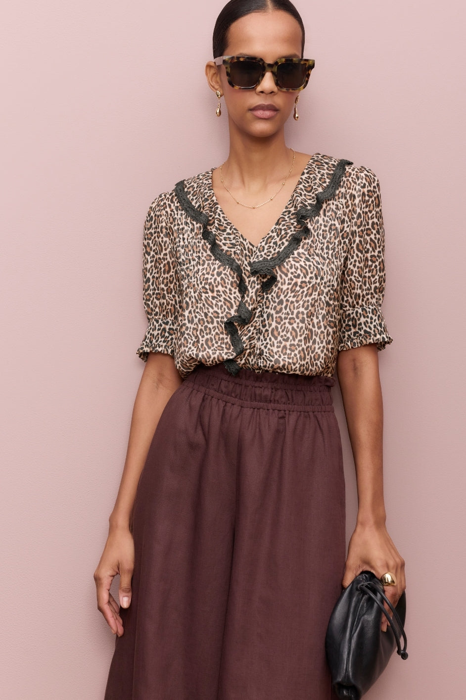 Laurent Silk Blouse - Leopard