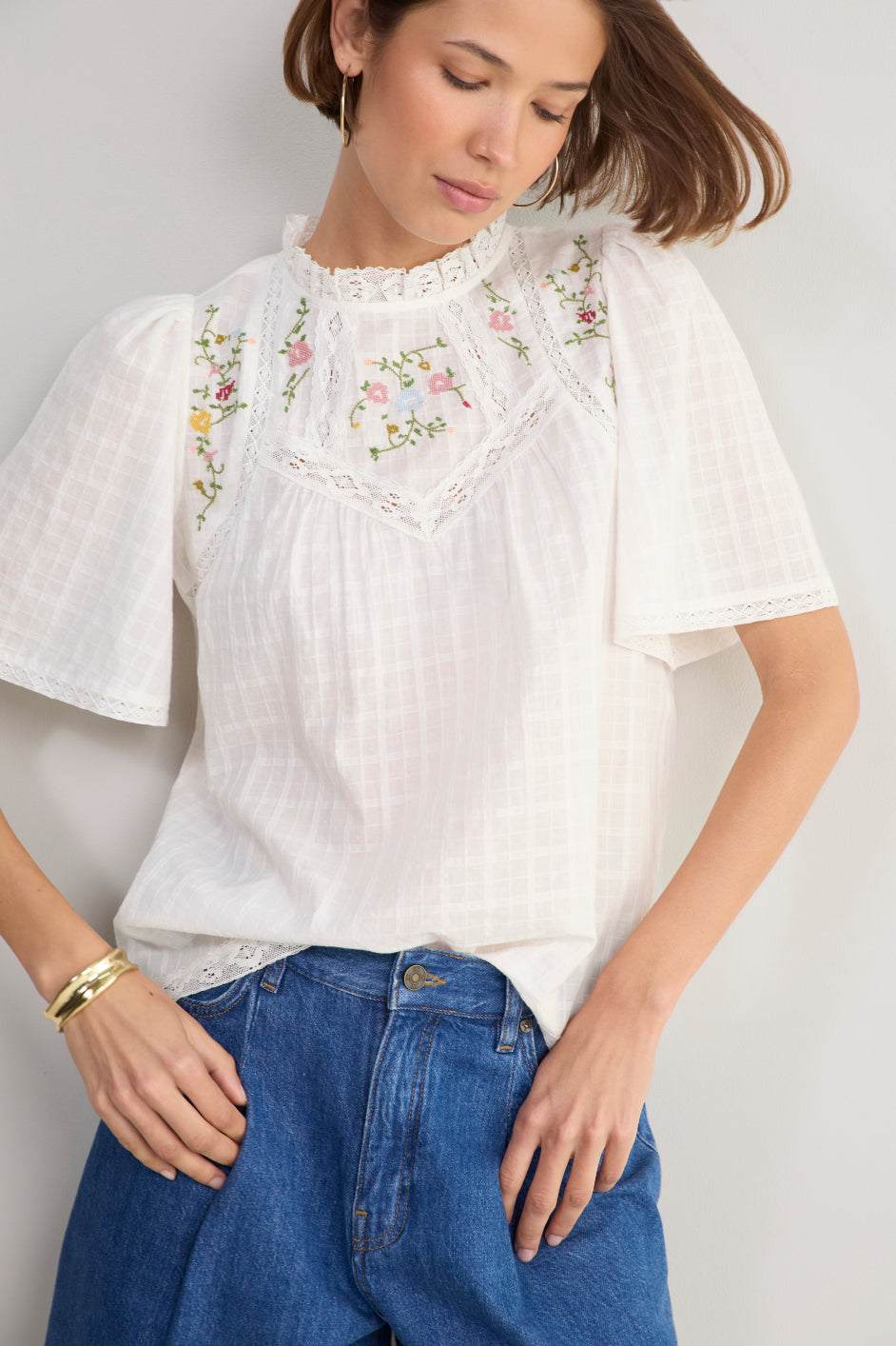 Sylvie Top - Ivory Embroidery