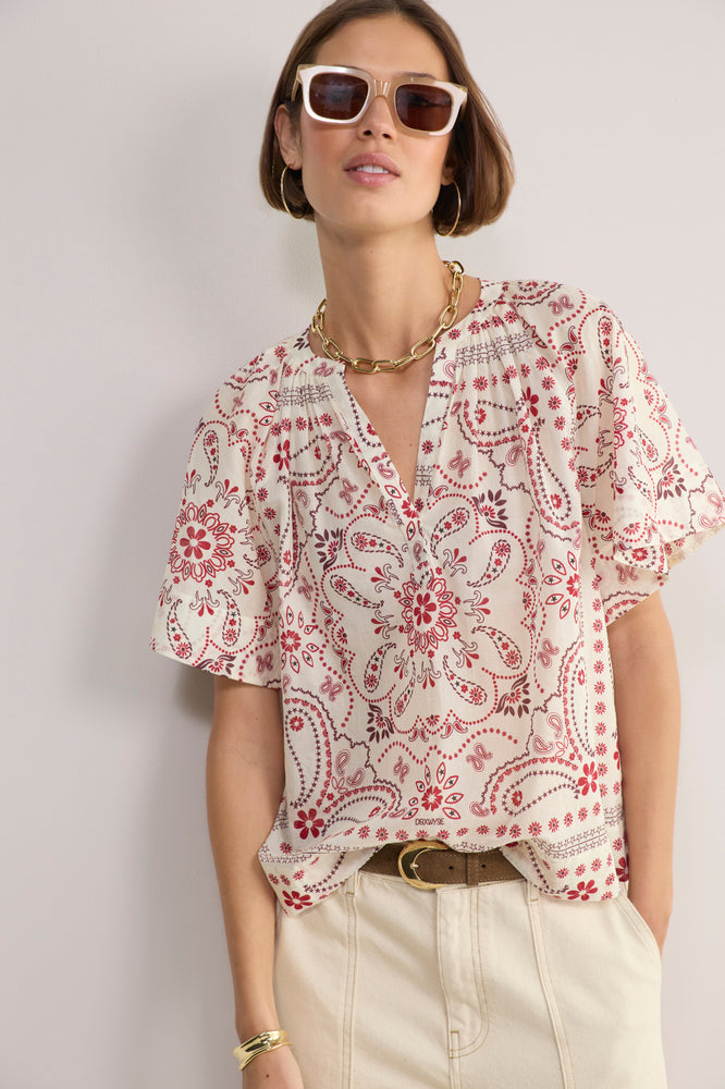 DB x WYSE Blouse - Ivory Bandana Print