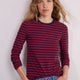 Marnie Long Sleeve Jersey Top - Midnight/Red/Plum Stripe