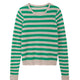 Cleo Cashmere Jumper - Parchment/Jade Green Stripe