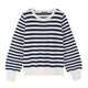 Fleurine Scallop Jumper - Midnight/Ecru Stripe