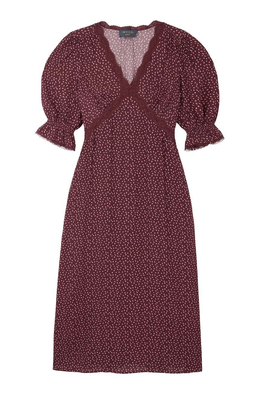 Jamie Dress - Merlot Seed Print