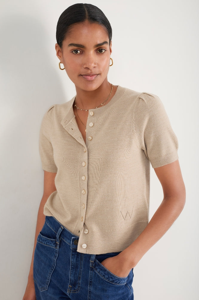 Ada Short Sleeve Cardigan - Taupe