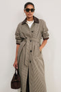 Addie Check Trench Coat - Beige/Chocolate Check