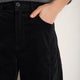 Aimee Horseshoe Cotton Velvet Trouser - Black