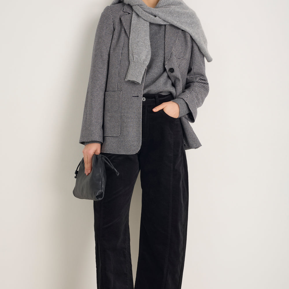 Aimee Horseshoe Cotton Velvet Trouser - Black