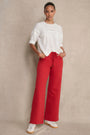 Alana Straight Leg Drawcord Jean - Red