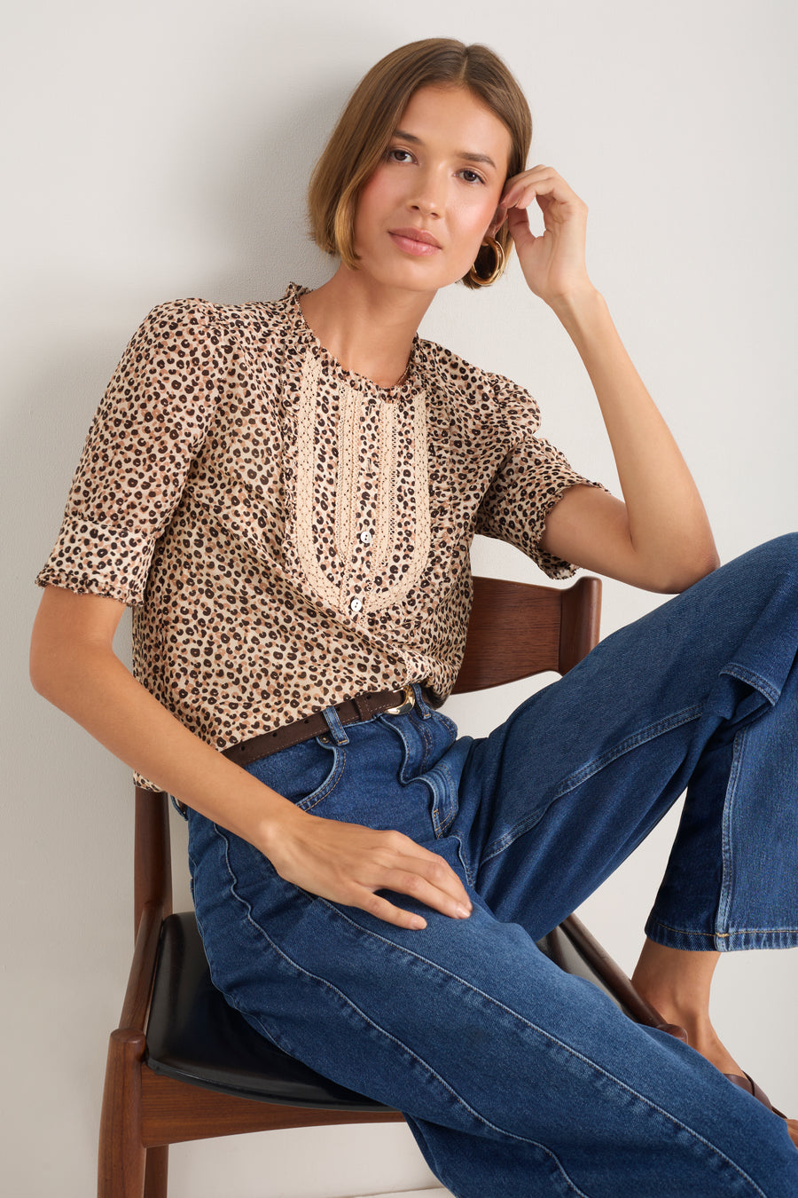 Alexa Silk Blend Blouse - Leopard