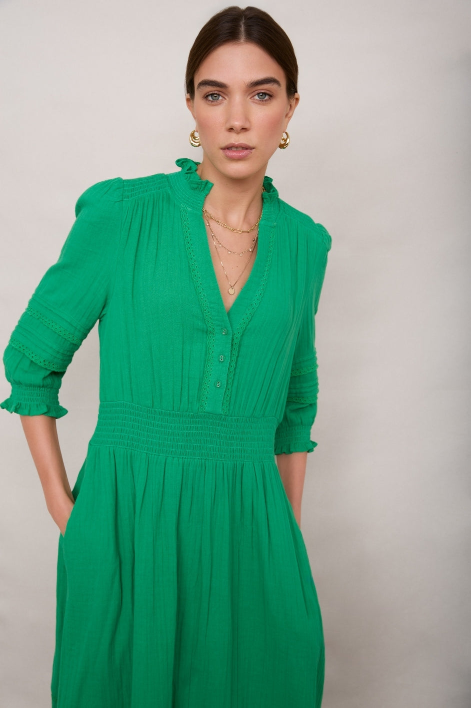 Alina Dress - Jade Green