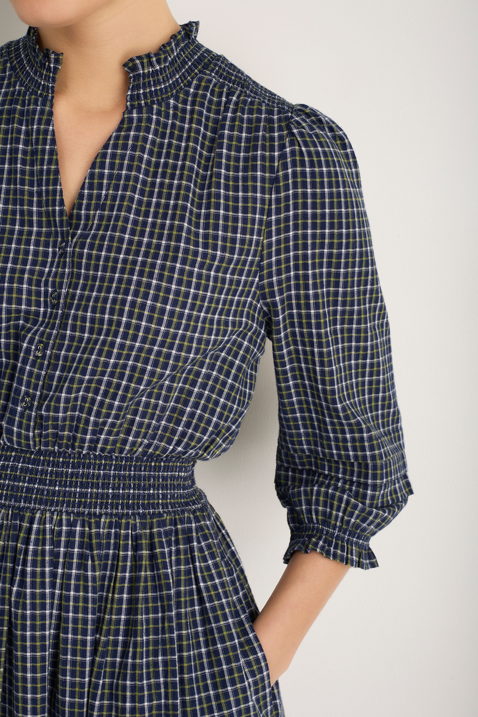 Alina Dress - Midnight/Green Check