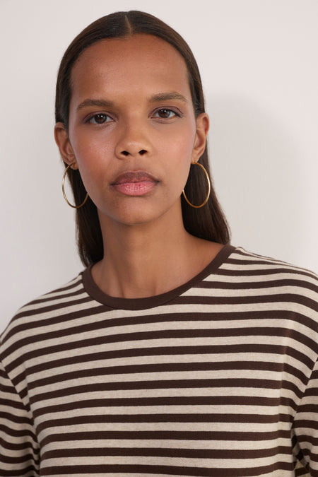 Ally Stripe Top - Oat/Cocoa Stripe