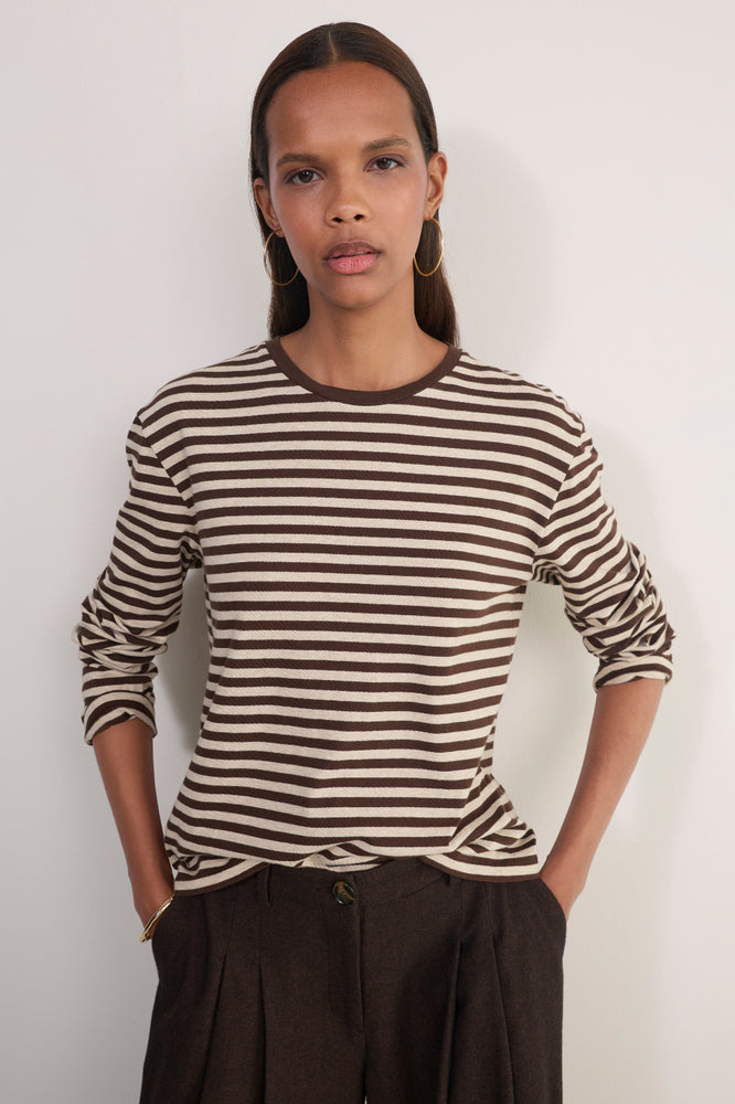 Ally Stripe Top - Oat/Cocoa Stripe