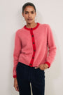 Amalie Cardigan - Pink/Red Trim
