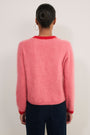 Amalie Cardigan - Pink/Red Trim