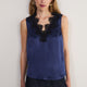 Amelie Silk Satin Lace Cami - Midnight/Black