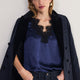 Amelie Silk Satin Lace Cami - Midnight/Black