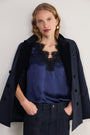 Amelie Silk Satin Lace Cami - Midnight/Black