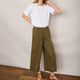 Angeline Linen Cropped Trouser - Khaki