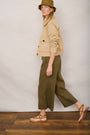 Angeline Linen Cropped Trouser - Khaki
