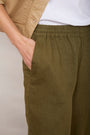 Angeline Linen Cropped Trouser - Khaki