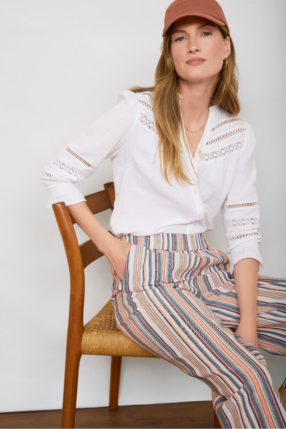 Angeline Cropped Trouser - Multi Stripe