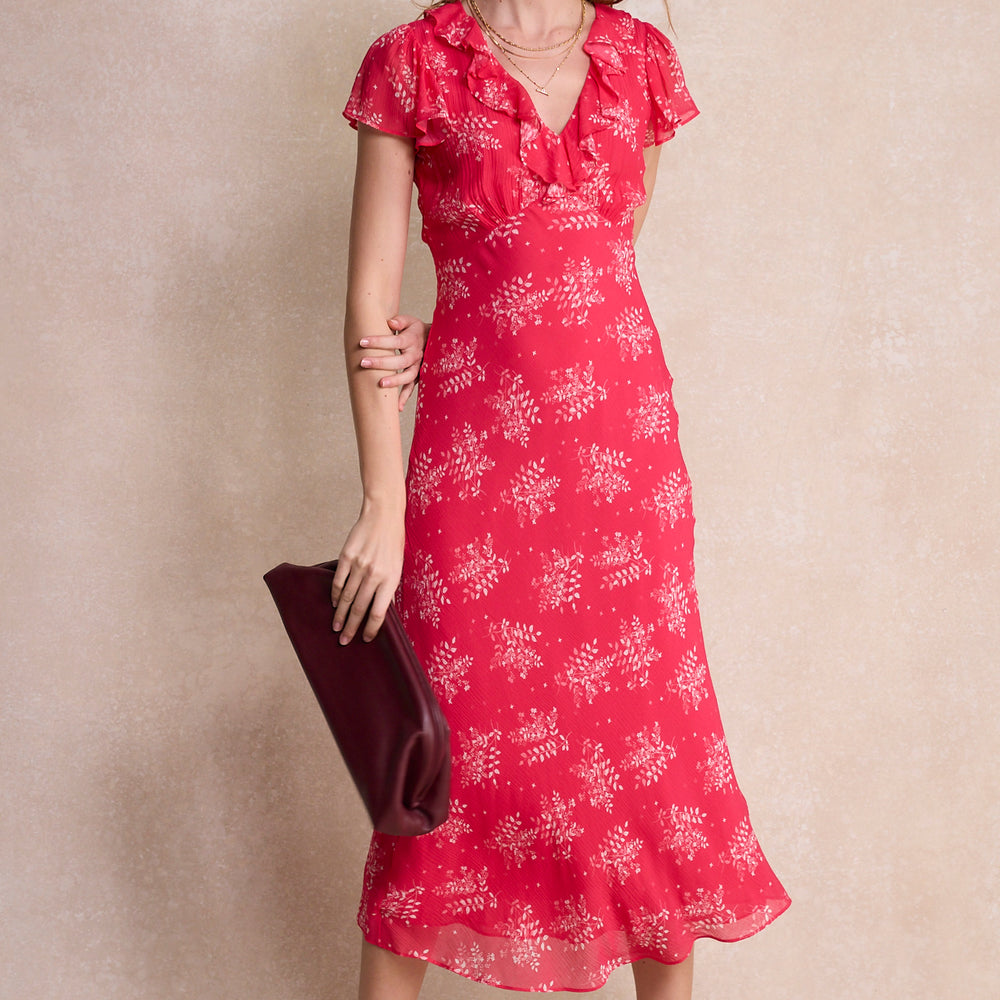 Annabelle Silk Blend Dress - Peony Whimsical Sprig