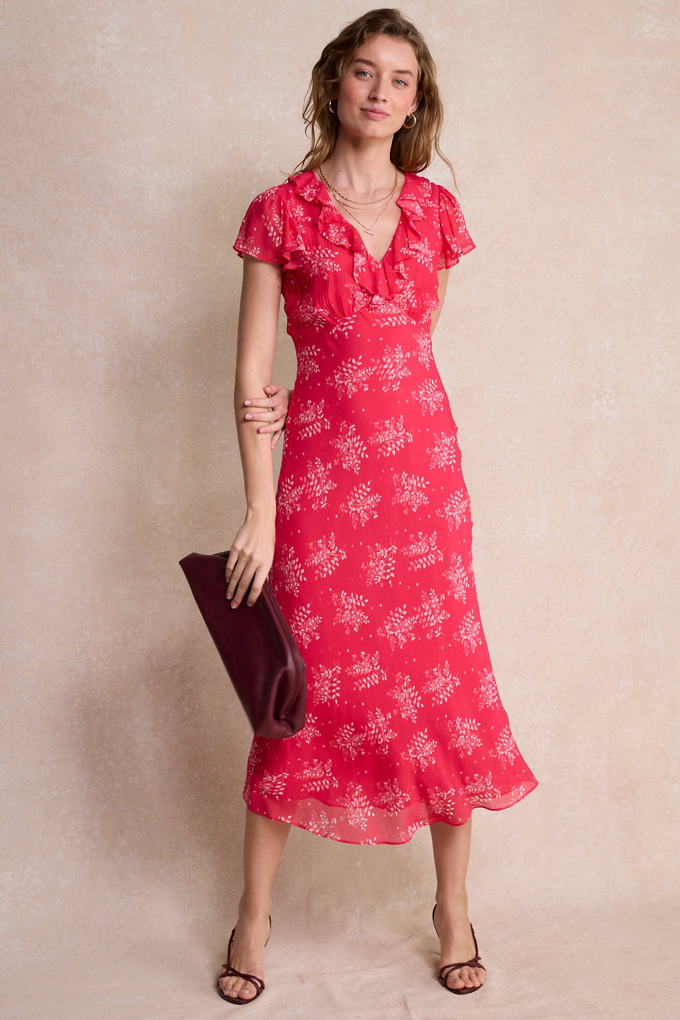 Annabelle Silk Blend Dress - Peony Whimsical Sprig