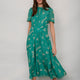 Arabella Silk Dress - Lagoon Green Trailing Floral