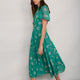 Arabella Silk Dress - Lagoon Green Trailing Floral