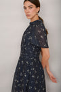 Arabella Silk Dress - Navy Ditsy Floral